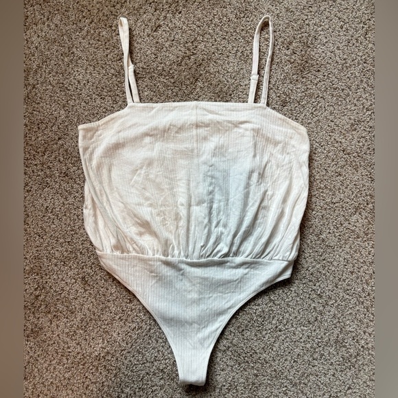 Intimately Free People White Ribbed Marisa Thong Bodysuit Size Large | festival - Picture 2 of 7